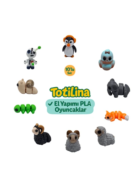 10'lu set (Penguen Kuş Fil Tilki Koyun koç koç Tırtıl Salyangoz…) ürün görseli 1