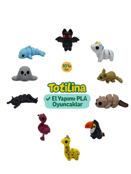 10'lu set (Yarasa Unicorn Fare Su samuru Tukan kuşu Zürafa…) ürün görseli 1