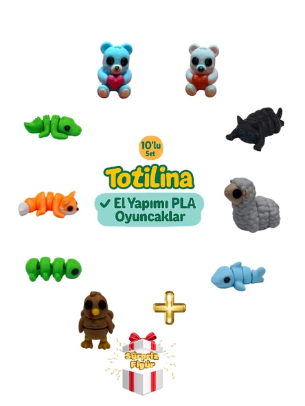 10'lu set (ayı kedi koyun köpek balığı hindi tırtıl tilki timsah…) ürün görseli 1