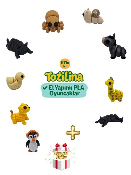 10'lu set (salyangoz eşek zürafa kedi penguen puma ördek kedi…) ürün görseli 1