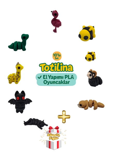 10'lu set (flamingo arı koç su samuru kedi yarasa zürafa dinozor…) ürün görseli 1