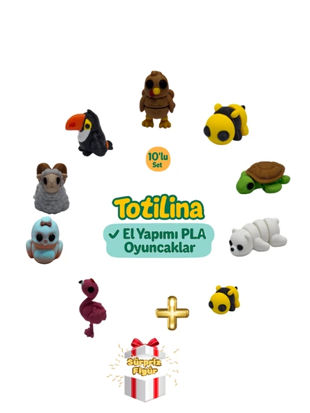 10'lu set (hindi arı kaplumbağa ayı flamingo kuş koç tukan kuşu…) ürün görseli 1