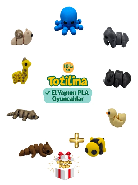 10'lu set (ahtapot fil gergedan ördek arı ejderha köpek zürafa…) ürün görseli 1