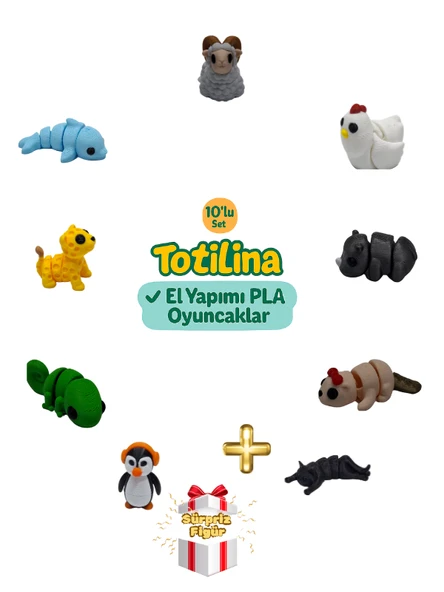 10'lu set (koç tavuk gergedan su samuru kedi penguen bukalemun…) ürün görseli 1