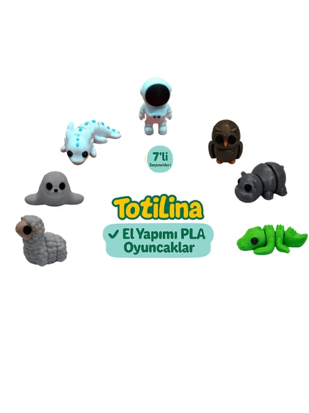 7'Li set (astronot baykuş hipopotam timsah koyun fok aksolotl…) ürün görseli 1