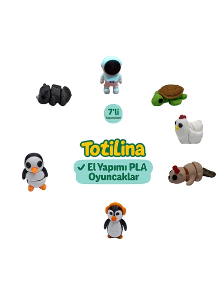 7'li set (astronot kaplumbağa tavuk su samuru penguen gergedan…) ürün görseli 1