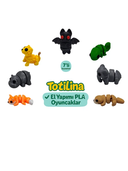 7'li set (yarasa bukalemun fil su samuru tilki hipopotam puma…) ürün görseli 1