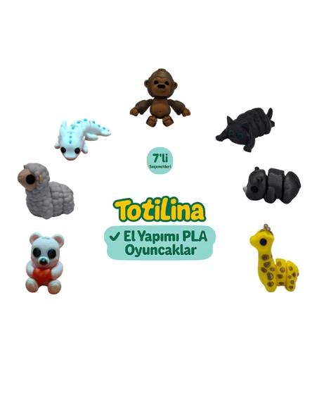 7'li set (goril kedi gergedan zürafa ayı koyun aksolotl…) ürün görseli 1