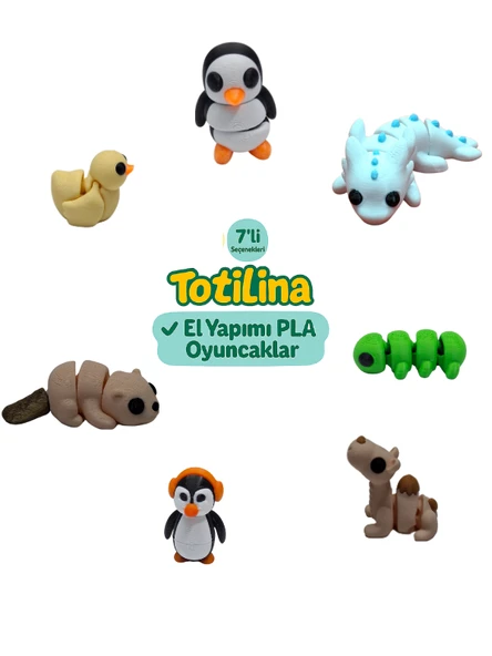 7'li set (penguen aksolotl tırtıl deve penguen su samuru ördek…) ürün görseli 1