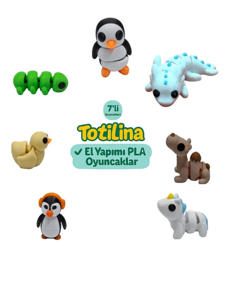 7'li set (penguen aksolotl deve unicorn penguen ördek tırtıl…) ürün görseli 1