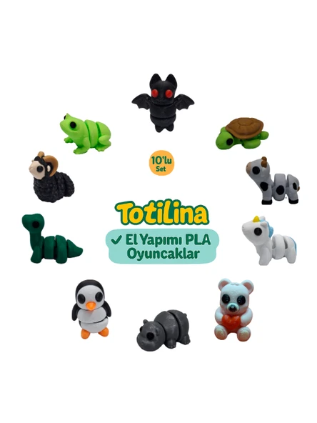 10'lu set (yarasa kaplumbağa inek unicorn ayı hipopotam penguen…) ürün görseli 1