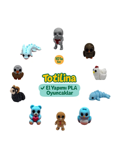 10'lu set (iskelet baykuş tavuk tırtıl zürafa ayı köpek balığı…) ürün görseli 1