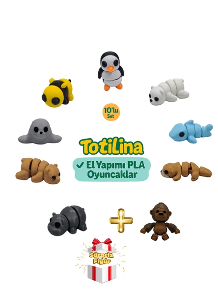 10'lu set (penguen ayı köpek balığı su samuru goril hipopotam ayı…) ürün görseli 1