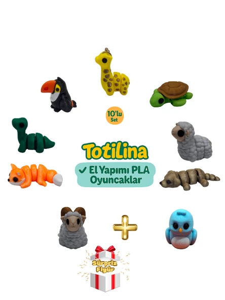 10'lu set (zürafa kaplumbağa koyun köpek kuş koç tilki dinozor…) ürün görseli 1