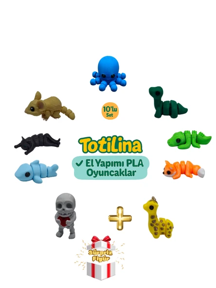 10'lu set (ahtapot dinozor timsah tilki zürafa iskelet…) ürün görseli 1