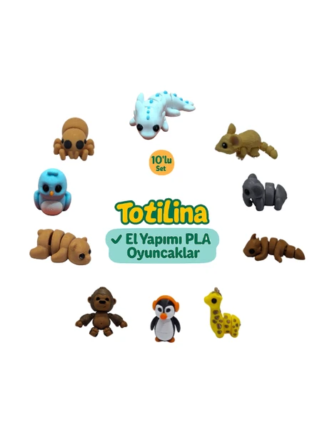 10'lu set (aksolotl fare fil ejderha zürafa penguen goril ayı…) ürün görseli 1