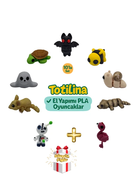 10'lu set (yarasa arı salyangoz köpek flamingo voodoo fare fok…) ürün görseli 1