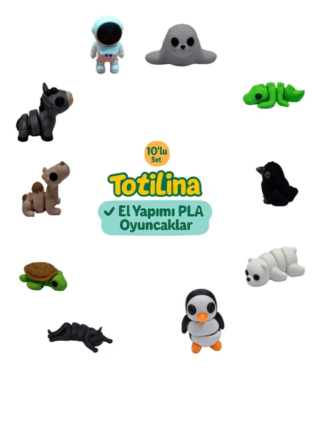 10'lu set (fok timsah karga ayı penguen kedi kaplumbağa deve…) ürün görseli 1