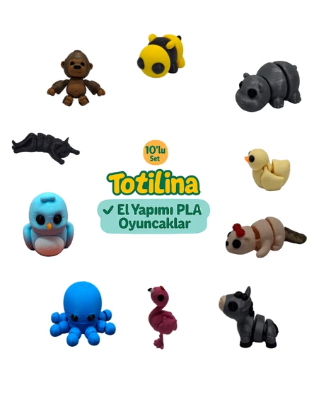 10'lu set (arı hipopotam ördek su samuru eşek flamingo ahtapot kuş…) ürün görseli 1