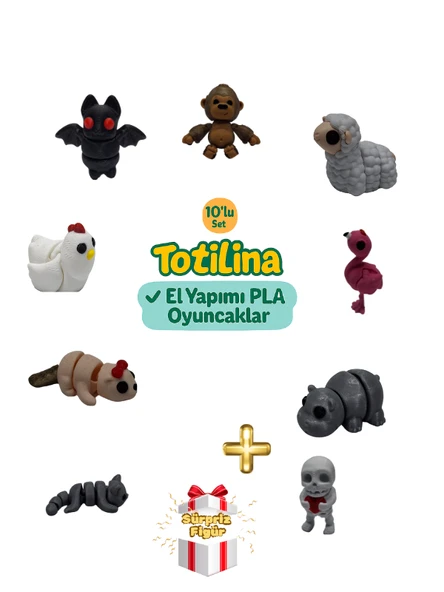 10'lu set (goril koyun flamingo hipopotam iskelet kedi su samuru... ürün görseli 1