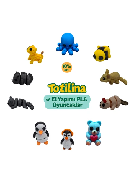 10'lu set (ahtapot arı fare su samuru ayı penguen kedi gergedan…) ürün görseli 1
