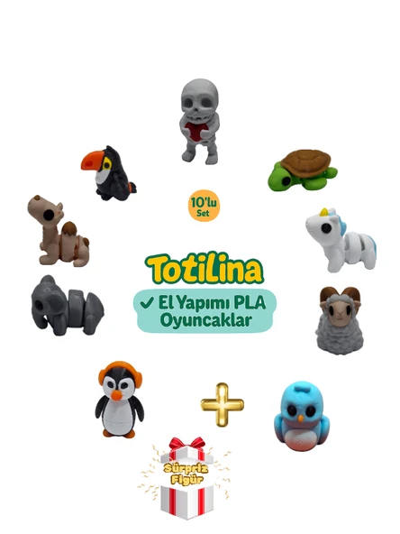 10'lu set (iskelet kaplumbağa unicorn koç kuş penguen fil deve... ürün görseli 1