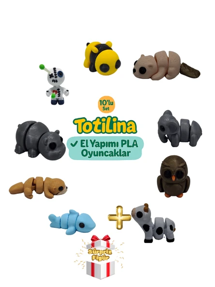 10'lu set (arı su samuru fil baykuş inek köpek balığı su samuru…) ürün görseli 1