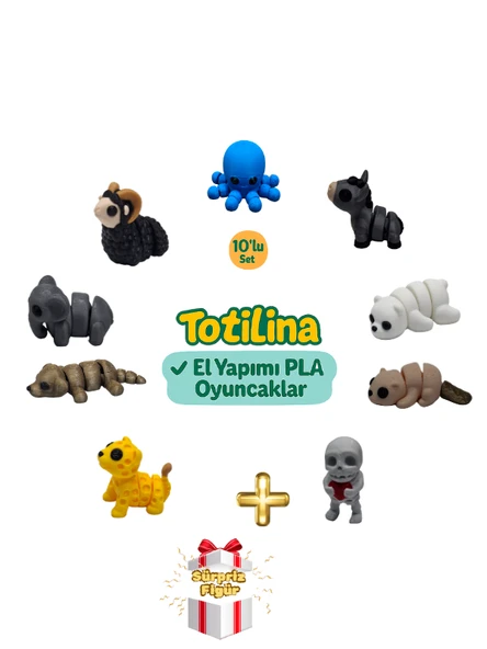 10'lu set (ahtapot eşek ayı su samuru iskelet puma köpek fil koç…) ürün görseli 1