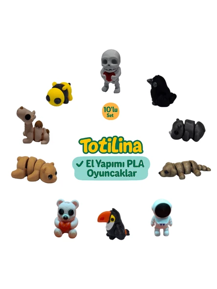 10'lu set (iskelet karga gergedan köpek astronot tukan kuşu ayı…) ürün görseli 1
