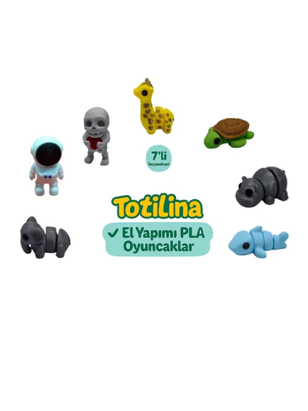 7'li set (zürafa kaplumbağa hipopotam köpek balığı fil astronot…) ürün görseli 1