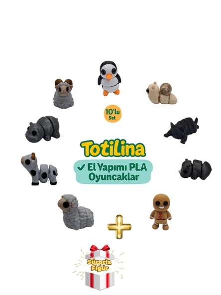 10'lu set (penguen salyangoz kedi gergedan kurabiye adam koyun…) ürün görseli 1