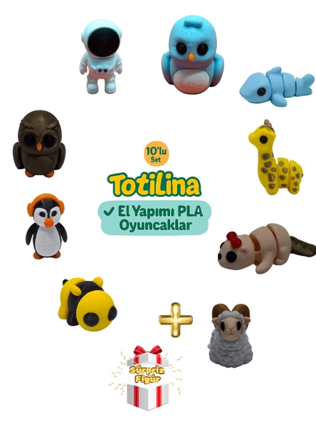 10'lu set (kuş köpek balığı zürafa su samuru koç arı penguen…) ürün görseli 1