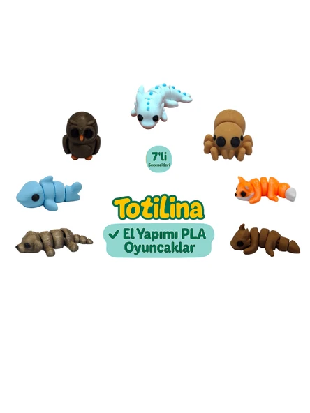 7'li set (aksolotl örümcek tilki ejderha köpek köpek balığı baykuş…) ürün görseli 1