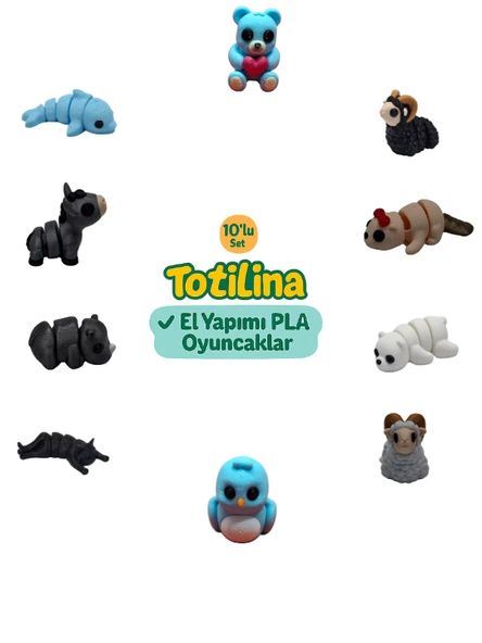 10'lu set (ayı koç su samuru kuş kedi gergedan eşek…) ürün görseli 1