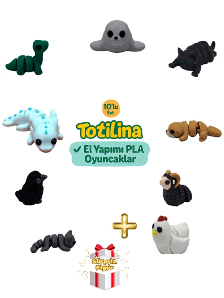 10'lu set (fok kedi su samuru koç tavuk kedi karga aksolotl…) ürün görseli 1
