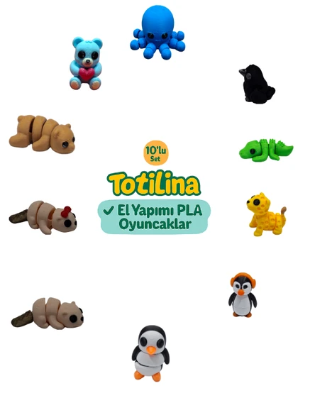10'lu set (ahtapot karga timsah puma penguen su samuru ayı…) ürün görseli 1