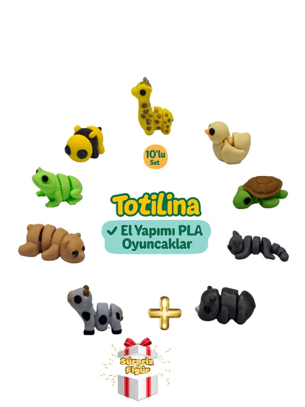 10'lu set (zürafa ördek kaplumbağa kedi hipopotam inek ayı…) ürün görseli 1