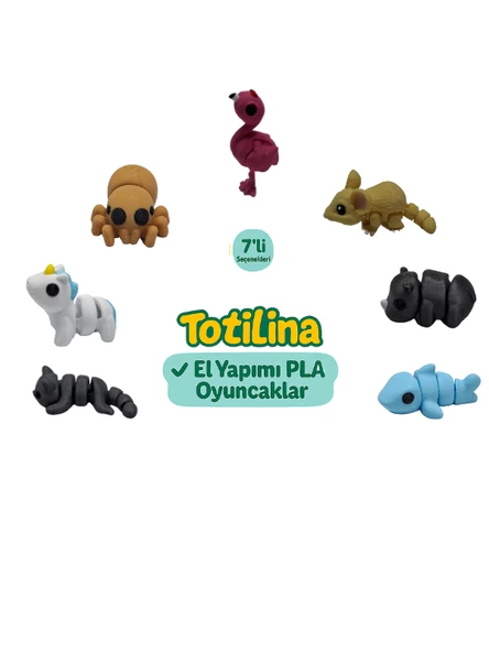 7'li set (flamingo fare gergedan köpek balığı kedi unicorn örümcek…) ürün görseli 1