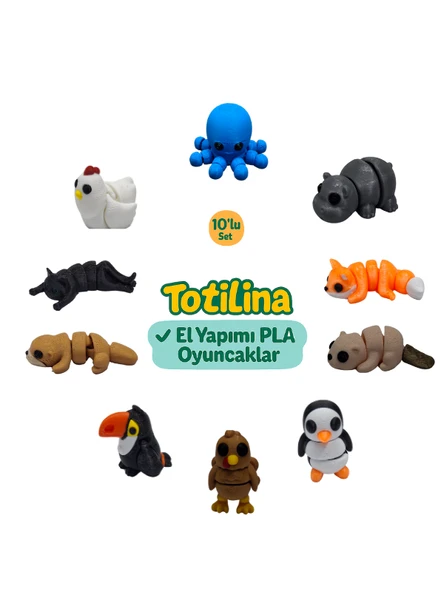 10'lu set (ahtapot hipopotam tilki su samuru penguen hindi…) ürün görseli 1
