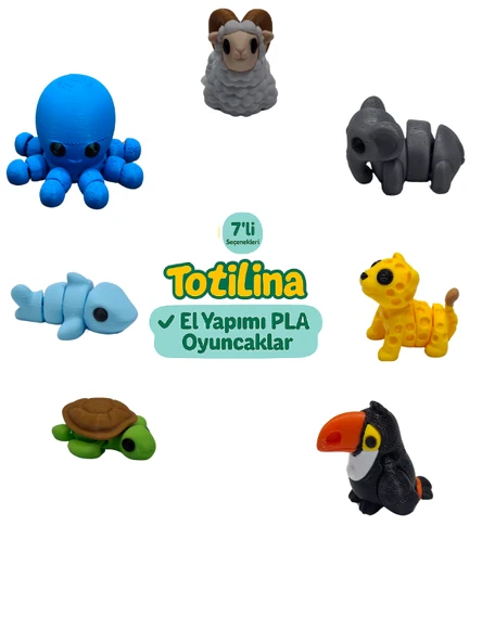 7'li set (koç fil puma tukan kuşu kaplumbağa köpek balığı ahtapot…) ürün görseli 1