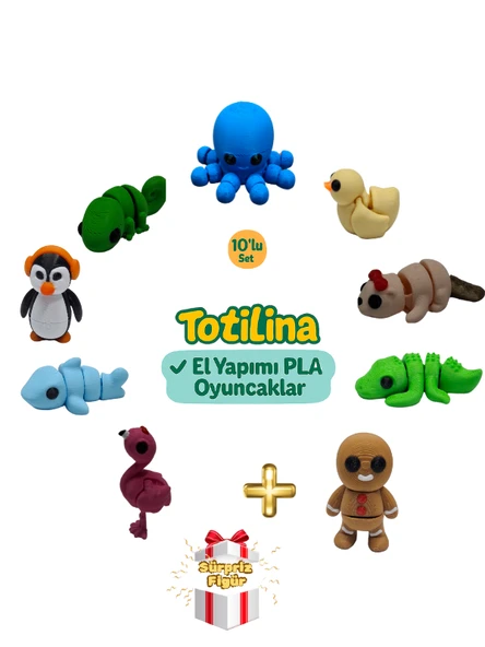 10'lu set (ahtapot ördek su samuru timsah kurabiye adam flamingo…) ürün görseli 1