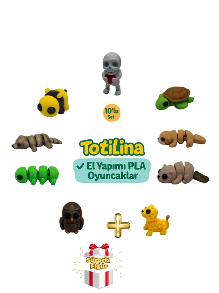 10'lu set (iskelet kaplumbağa su samuru puma baykuş tırtıl köpek…) ürün görseli 1