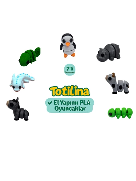 7'li set (penguen hipopotam inek tırtıl eşek aksolotl bukalemun…) ürün görseli 1