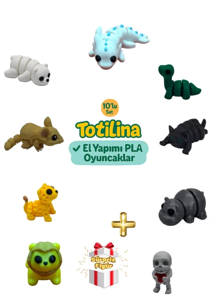 10'lu set (aksolotl dinozor kedi hipopotam iskelet aslan puma fare…) ürün görseli 1