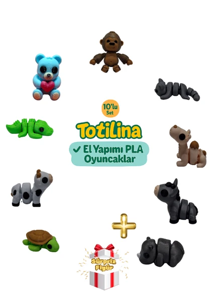 10'lu set (goril kedi deve eşek gergedan kaplumbağa inek timsah…) ürün görseli 1