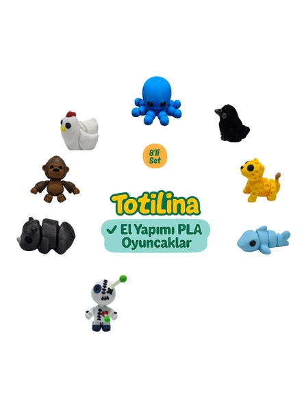 8'li set (ahtapot karga puma köpek balığı voodoo gergedan goril…) ürün görseli 1