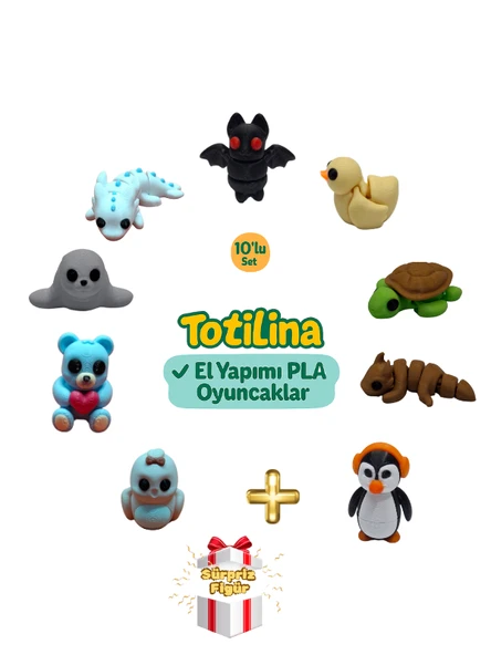 10'lu set (yarasa ördek kaplumbağa ejderha penguen kuş ayı…) ürün görseli 1