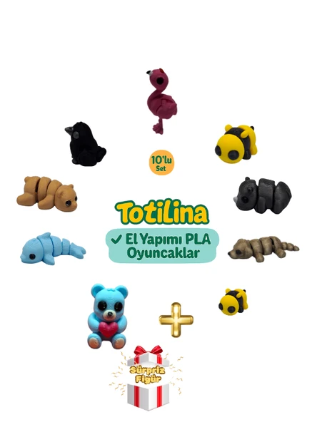 10'lu set (flamingo arı gergedan köpek ayı yunus karga…) ürün görseli 1