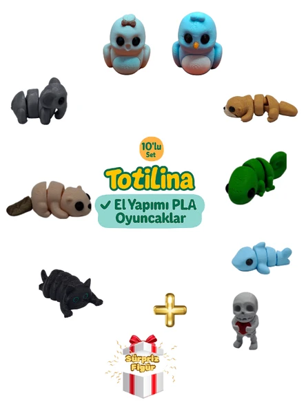 10'lu set (kuş su samuru bukalemun köpek balığı iskelet kedi fil…) ürün görseli 1