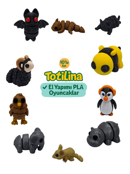 10'lu set (ejderha kedi arı penguen hipopotam fare fil hindi koç…) ürün görseli 1